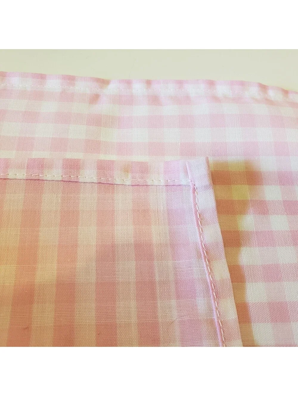 Vintage Cotton Gingham Napkin Placemat Set Green Pink Applique Hand Made Retro
